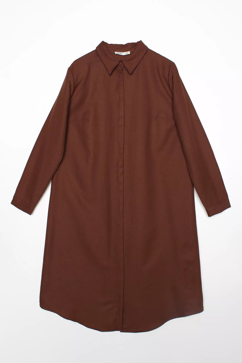 All Long Cotton Tunic Brown