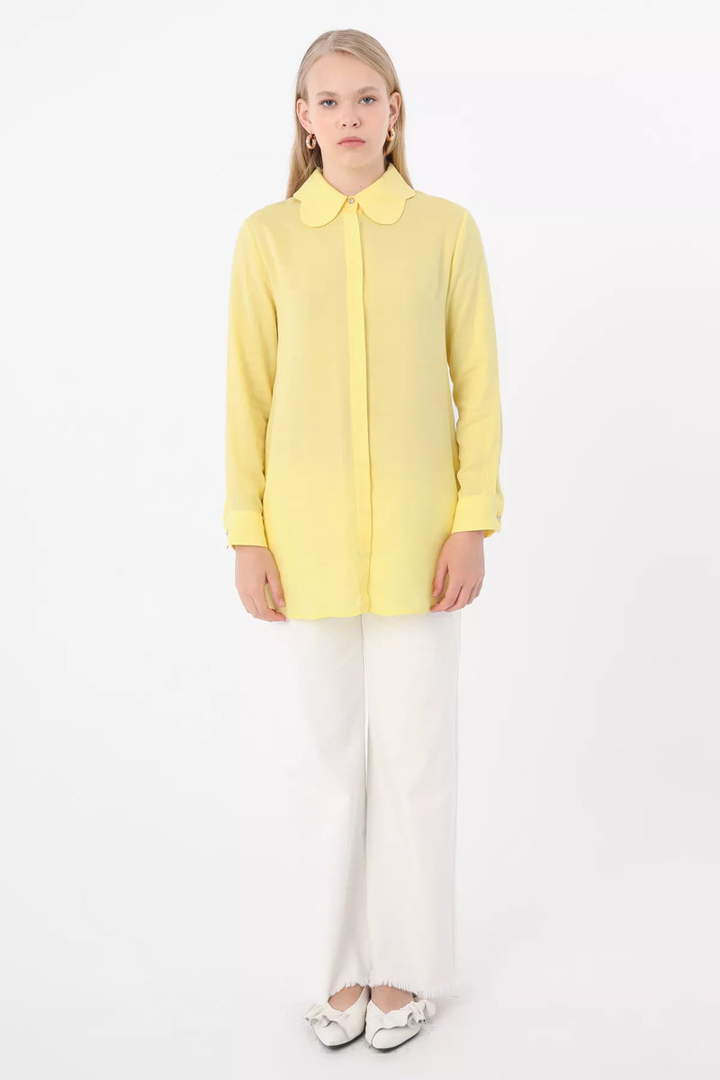 All Flower Collar Shirt Light Yellow