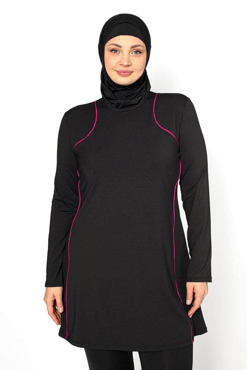 SX Full Cover Elastic Swimsuit Black