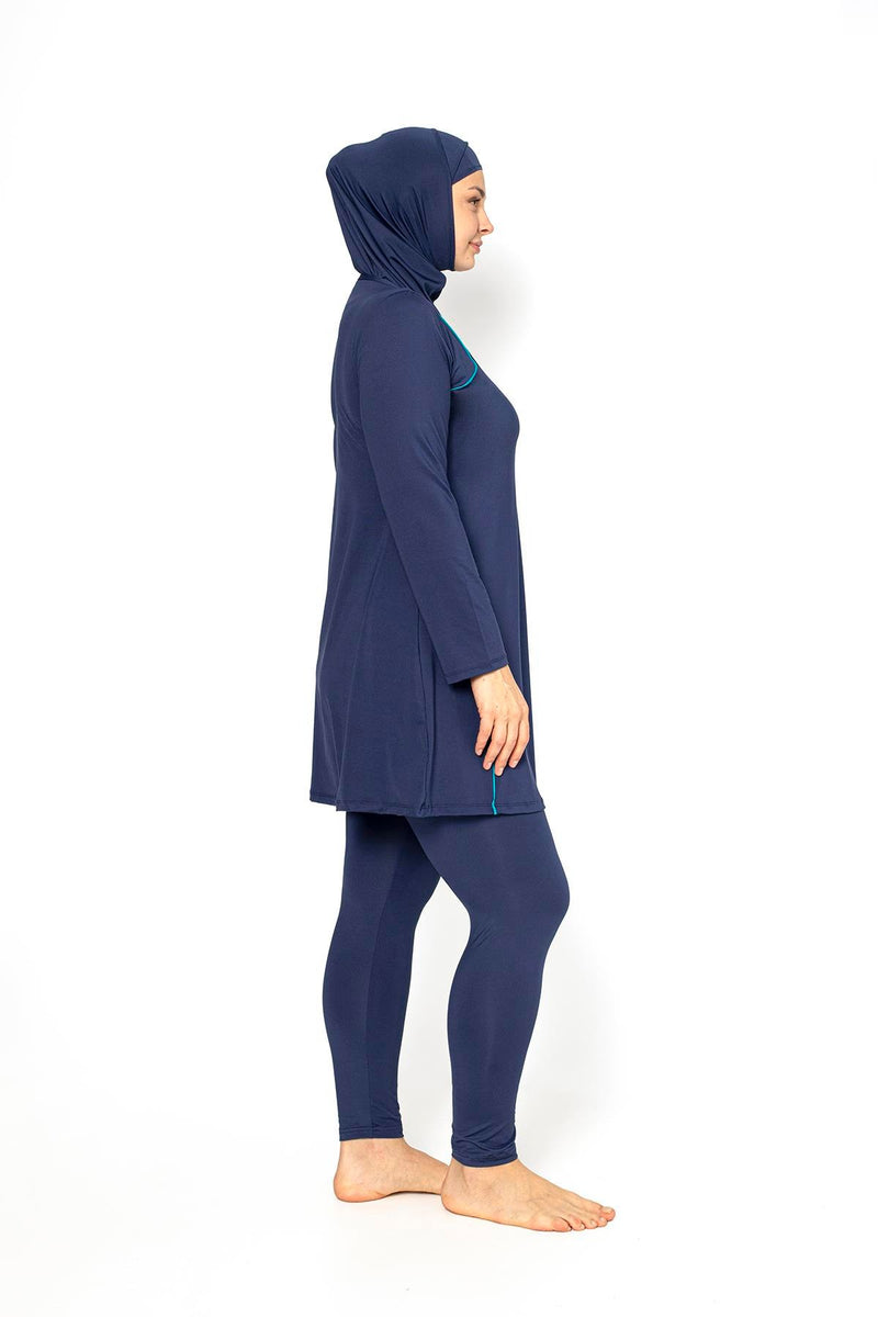 SX Full Cover Elastic Swimsuit Navy Blue