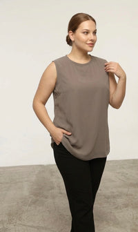 SR Chiffon Sleeveless Inner Tunic Mink