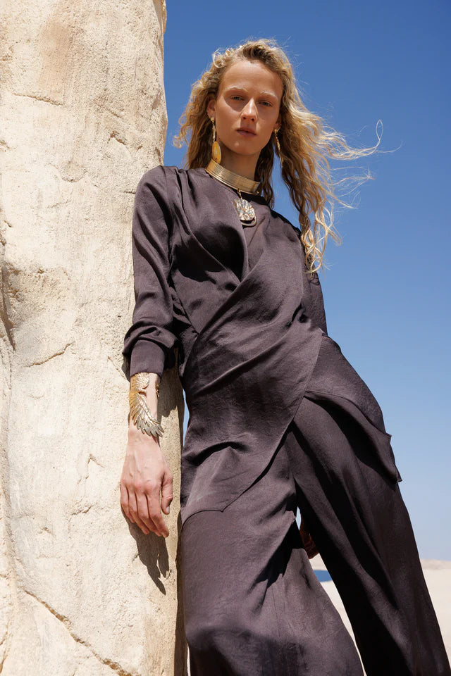 GHISA Cross Front Style Set Brown
