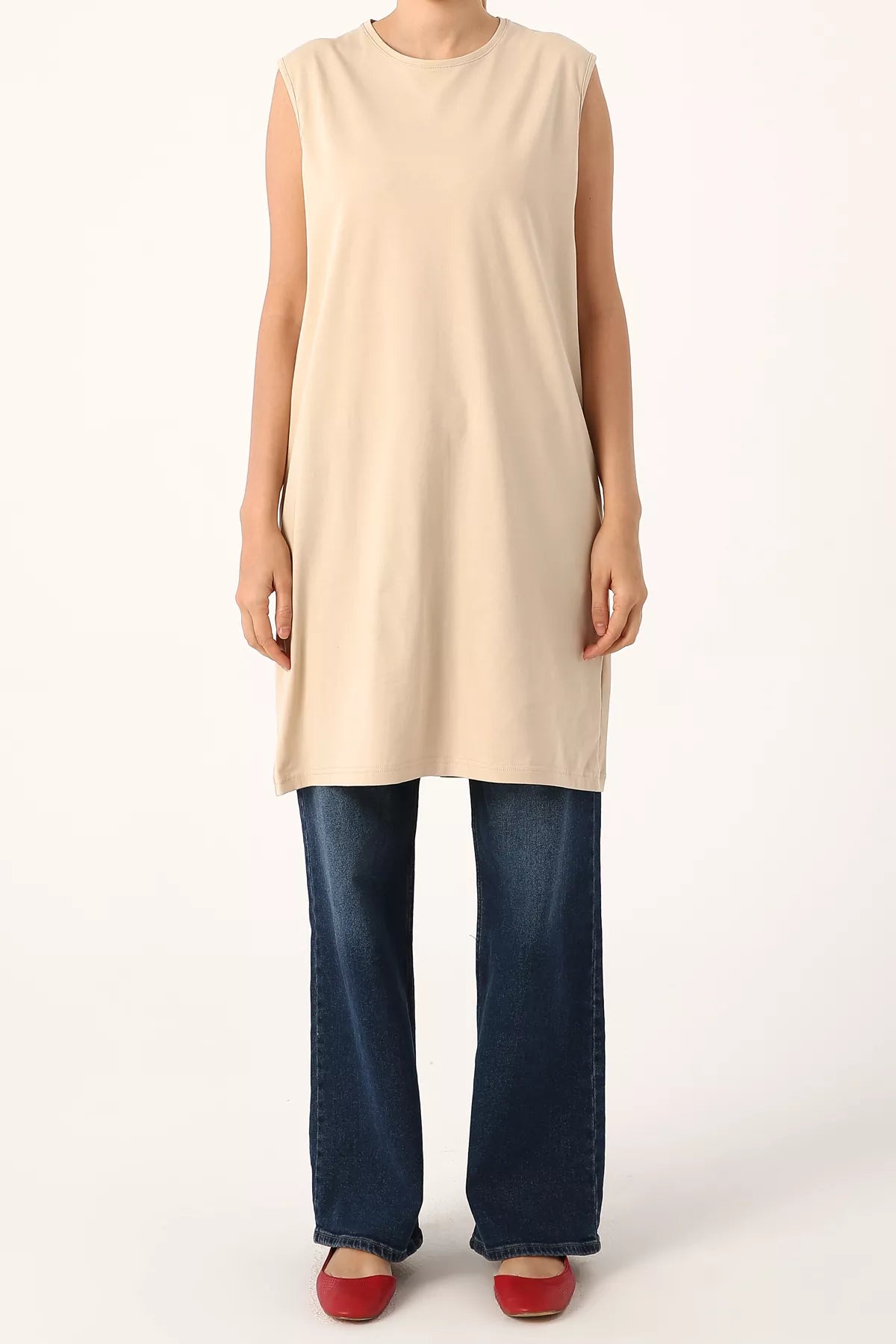 All 16003-0 Inner Sleeveles Tunic Beige
