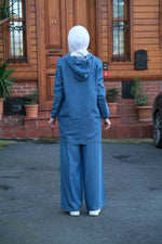 NW Hoodied Denim Set Dark Blue
