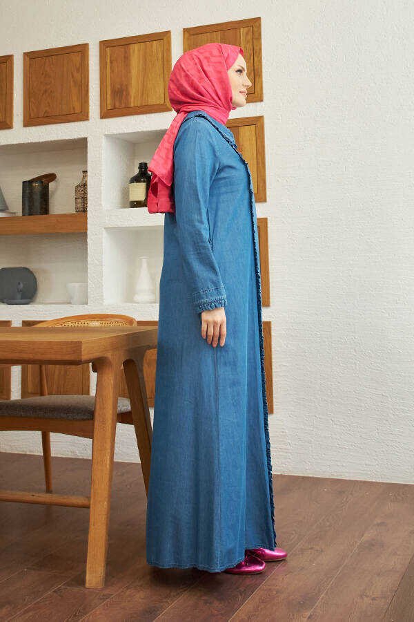 NW Tencel Ruffled Denim Dress Dark Blue