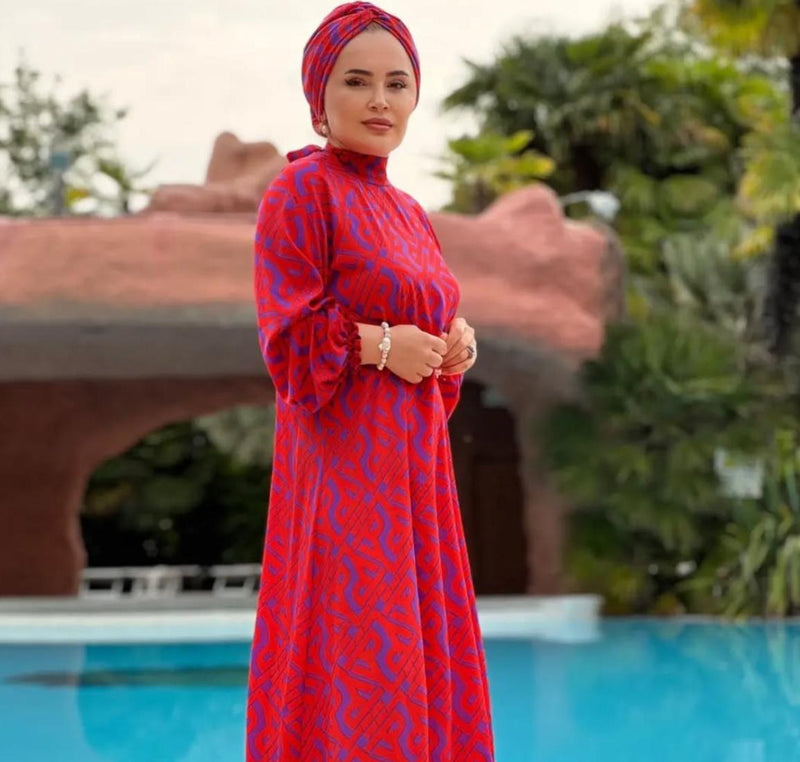 QF Mahiye Dress And Turban Orange