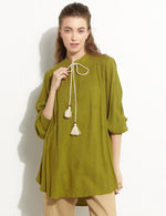 KA Rope Dtld Cotton Tunic Khaki