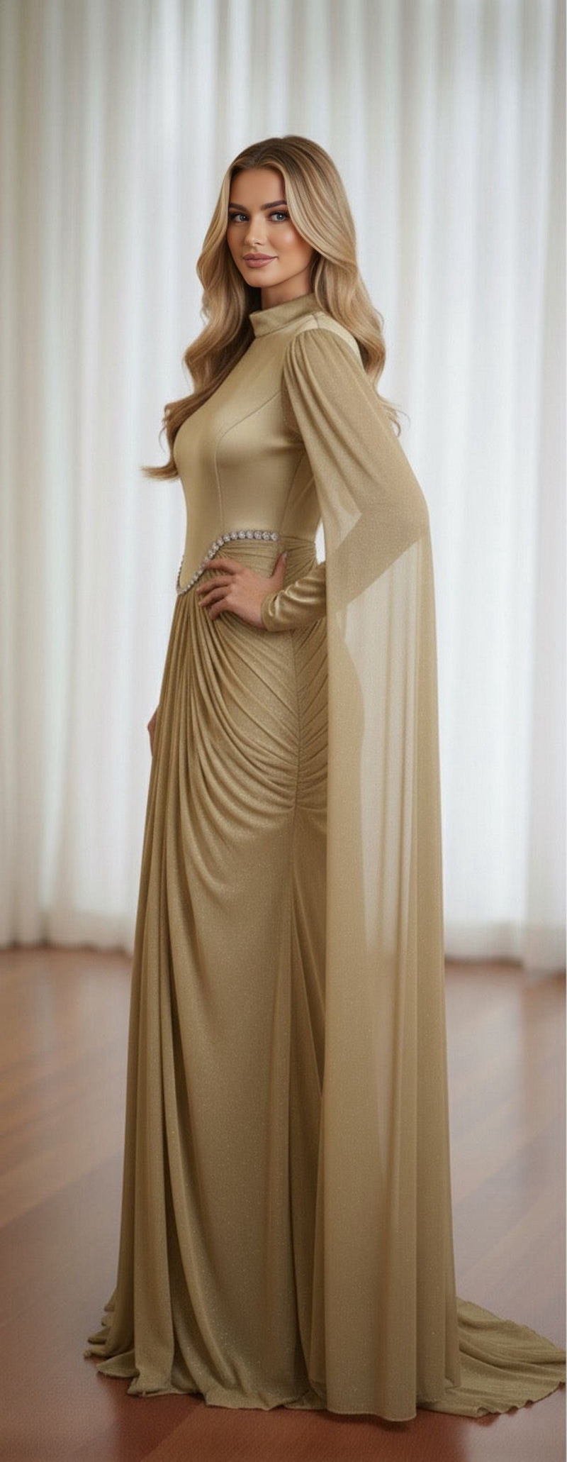 DM Brilliant Special Occasion Dress Light Khaki