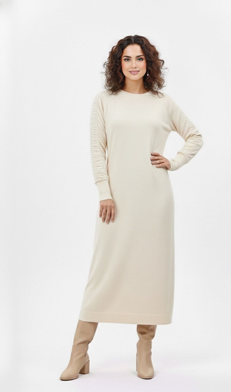 ZZ Birben Knitted Winter Dress Cream