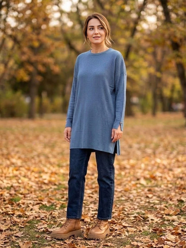 AFL Lucia Knitted Winter Tunic Indigo