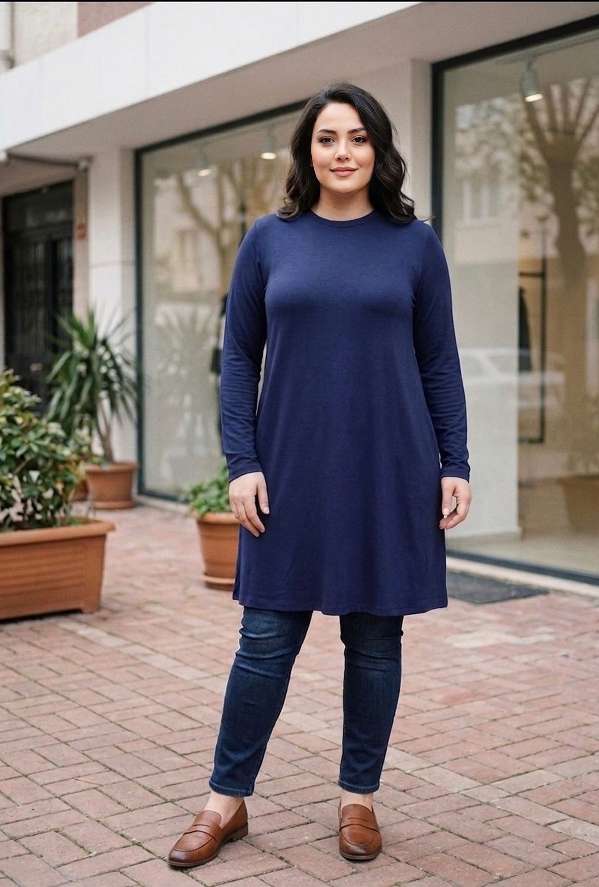 SR Semra Long Sleeve Inner Tunic Navy Blue