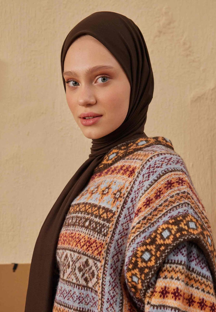 Fresh Scarf Jersey Shawl  Dark Brown