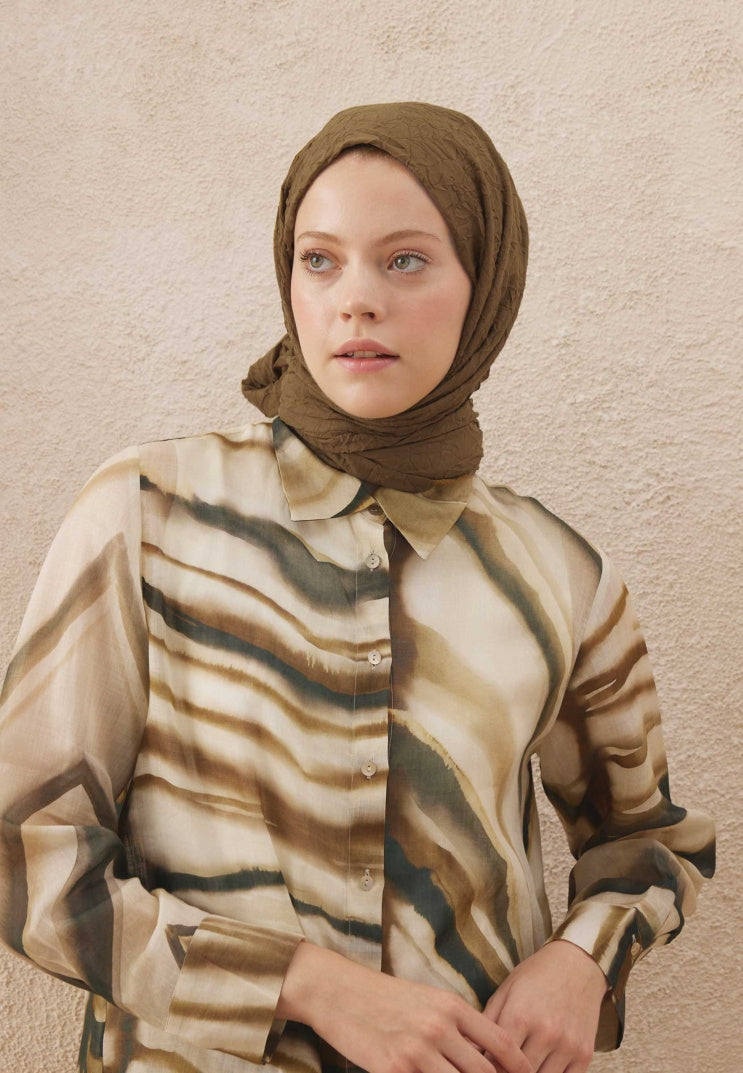 Fresh Scarf Voile Crash Military Khaki Shawl