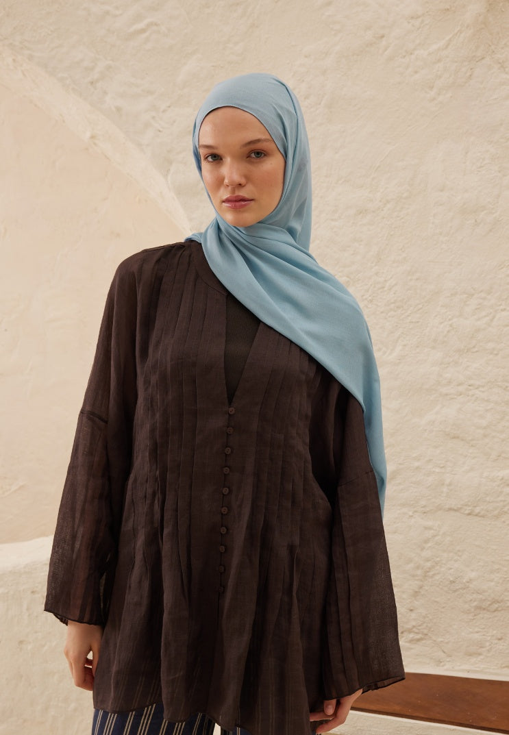 Fresh Scarf Rami Viscose Shawl Light Blue