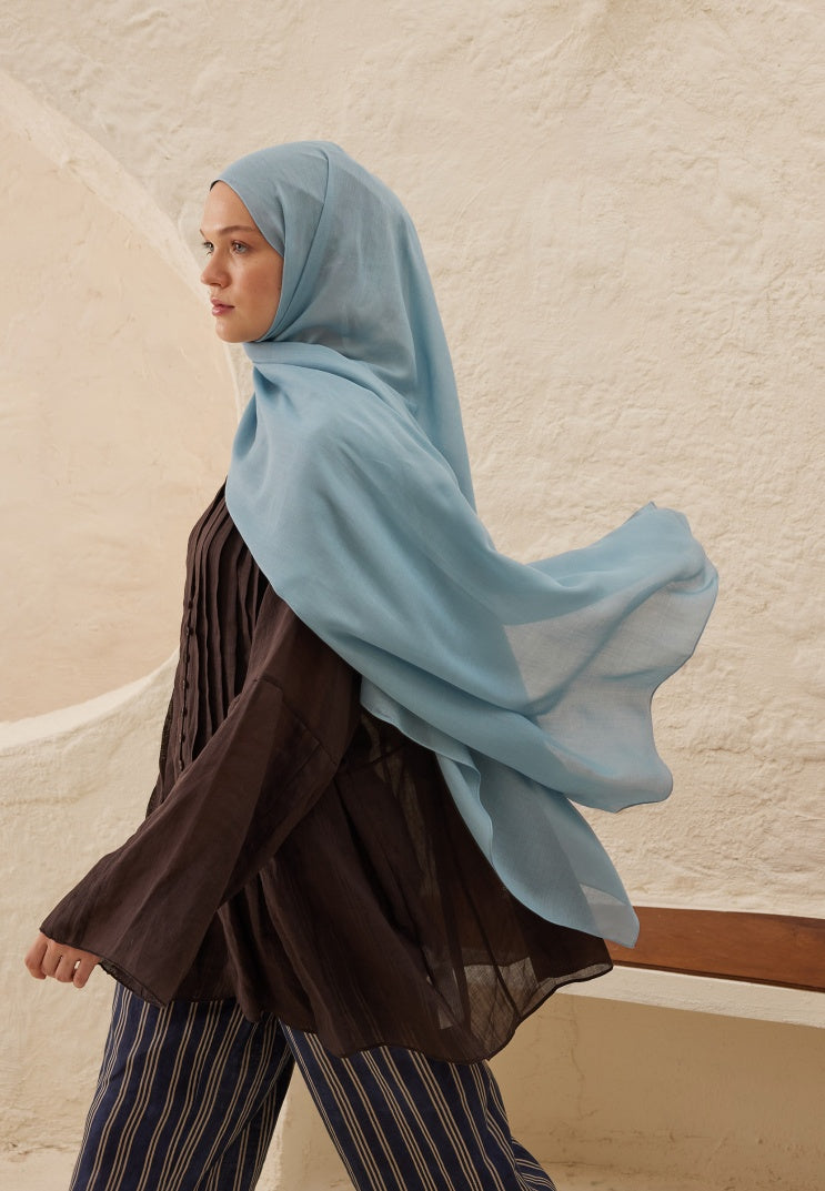 Fresh Scarf Rami Viscose Shawl Light Blue