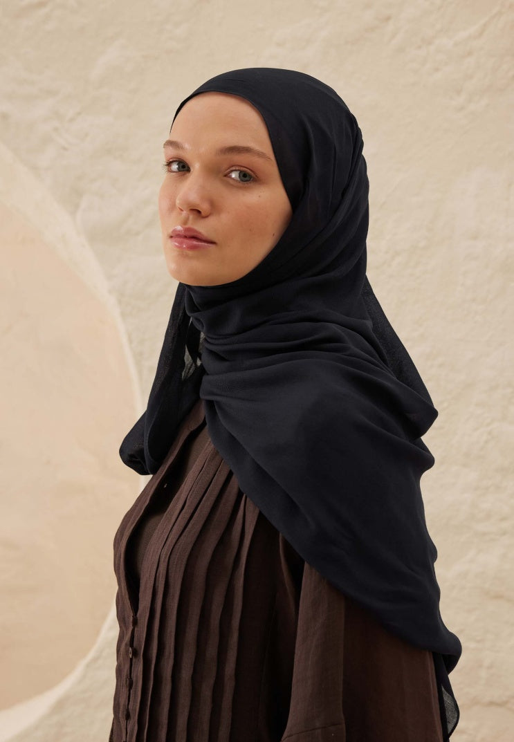 Fresh Scarf Rami Viscose Shawl Navy Blue
