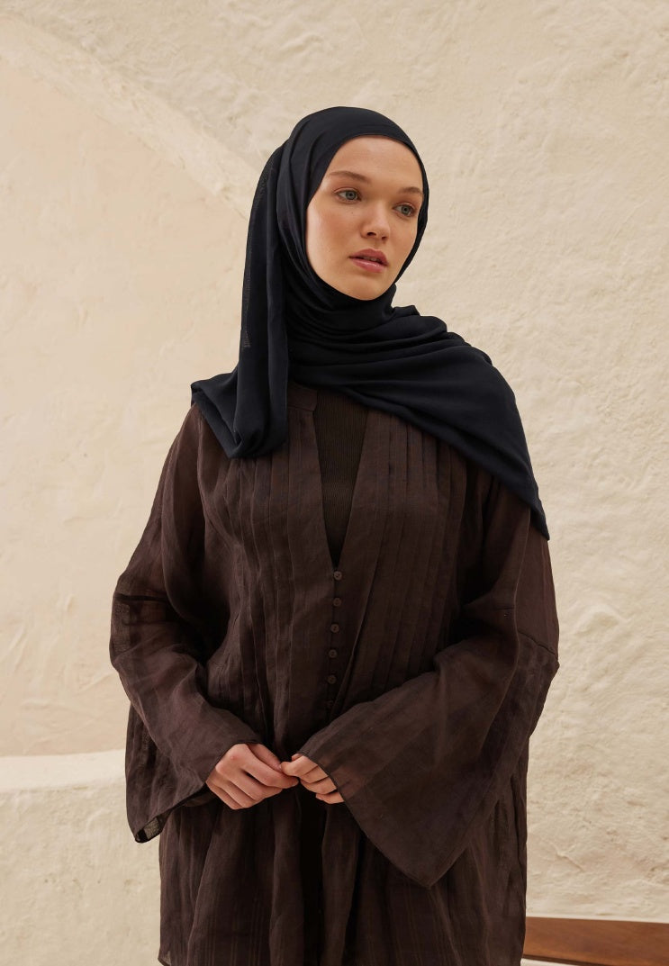 Fresh Scarf Rami Viscose Shawl Navy Blue