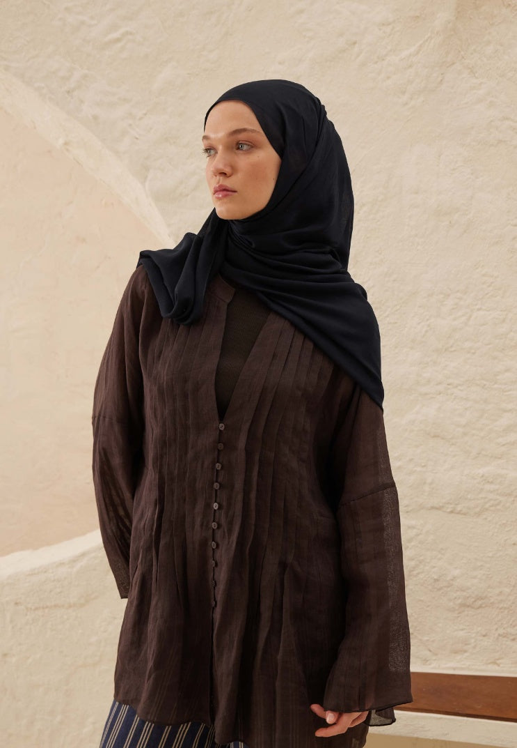 Fresh Scarf Rami Viscose Shawl Navy Blue