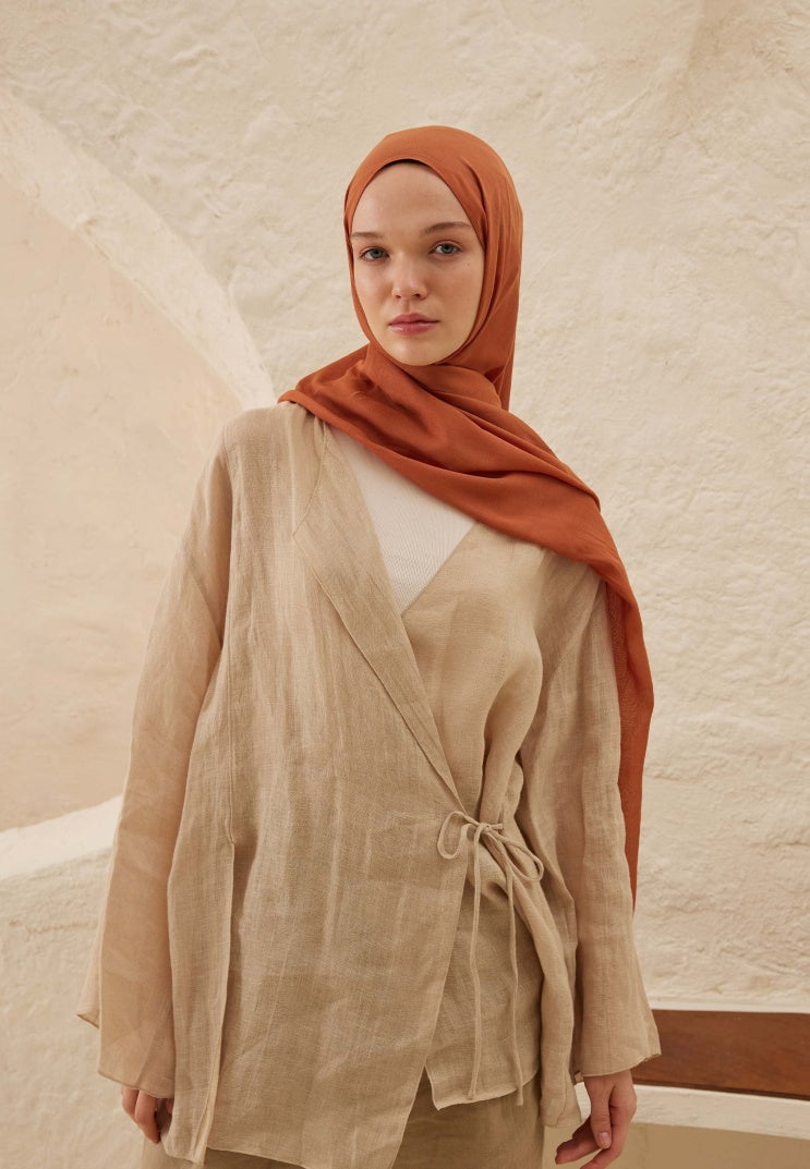 Fresh Scarf Rami Viscose Shawl Peach