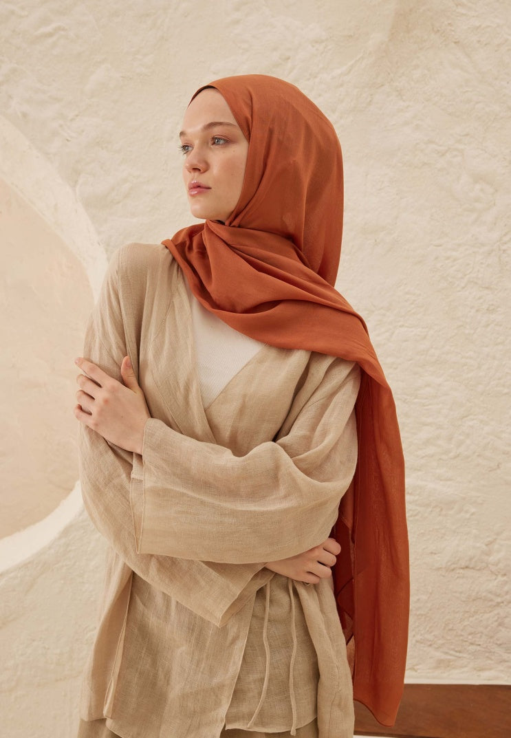 Fresh Scarf Rami Viscose Shawl Peach
