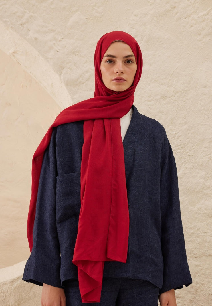 Fresh Scarf Rami Viscose Shawl Cherry