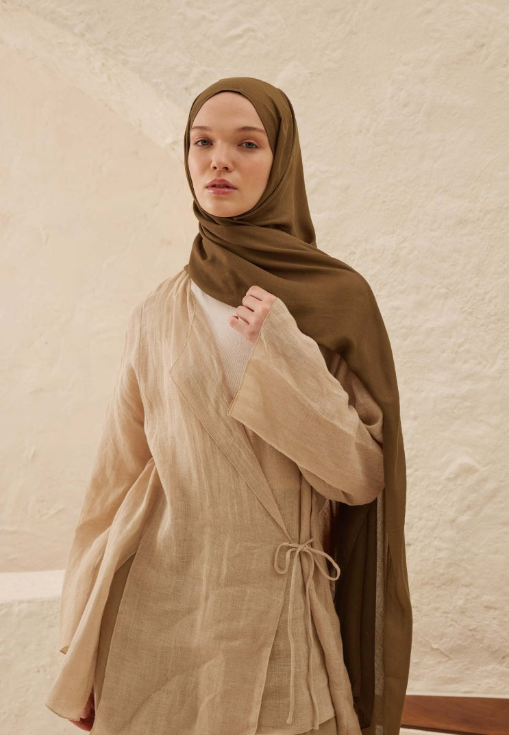 Fresh Scarf Rami Viscose Shawl Milk Coffee