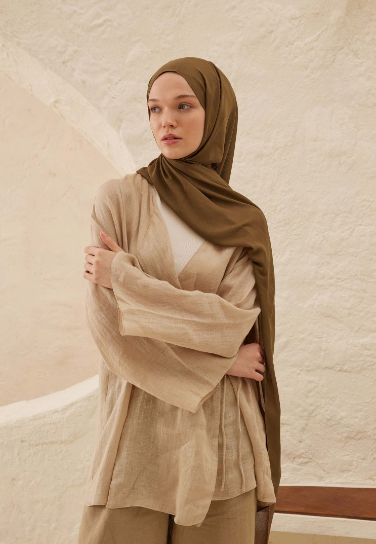 Fresh Scarf Rami Viscose Shawl Milk Coffee