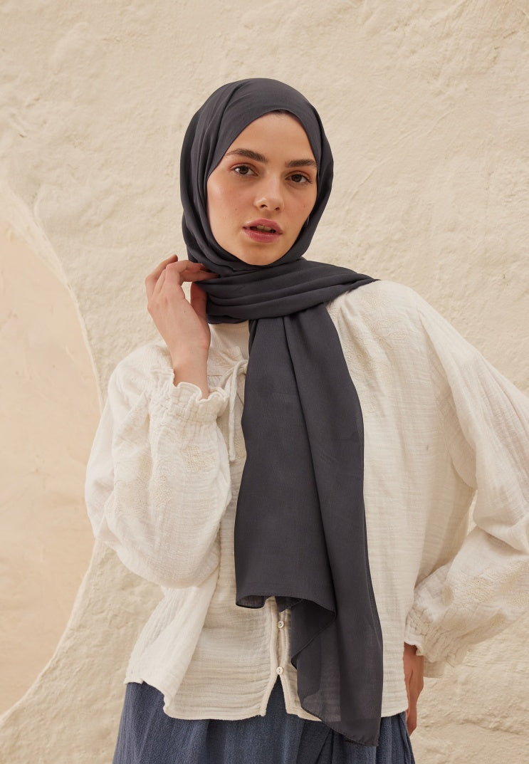 Fresh Scarf Rami Viscose Shawl Blue Gray