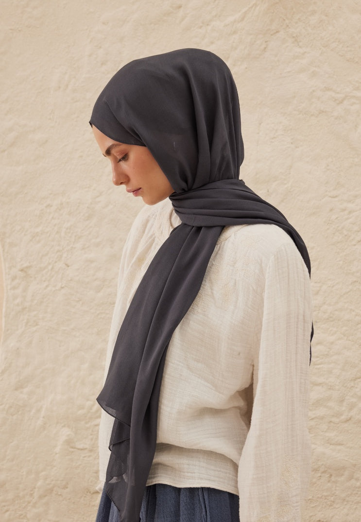 Fresh Scarf Rami Viscose Shawl Blue Gray