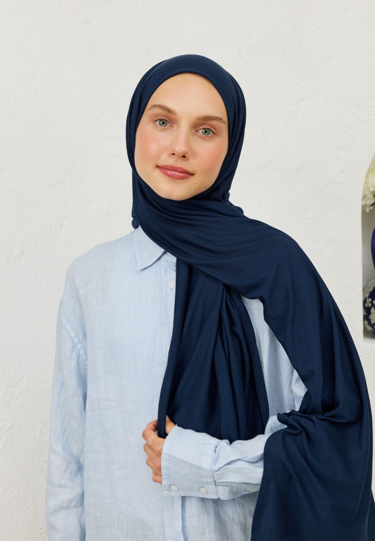 Fresh Scarf Jersey Shawl Light Navy Blue