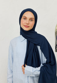Fresh Scarf Jersey Shawl Light Navy Blue