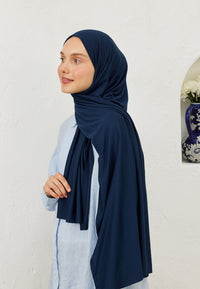 Fresh Scarf Jersey Shawl Light Navy Blue