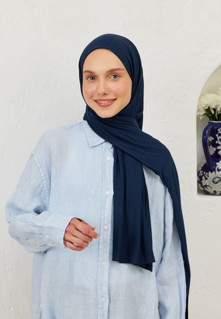 Fresh Scarf Jersey Shawl Light Navy Blue