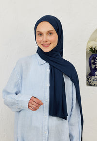 Fresh Scarf Jersey Shawl Light Navy Blue