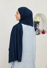 Fresh Scarf Jersey Shawl Light Navy Blue