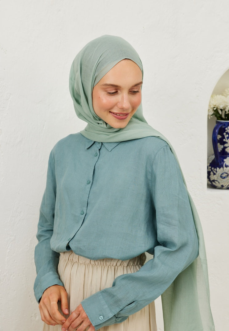 Fresh Scarf Rami Viscose Shawl Soft green
