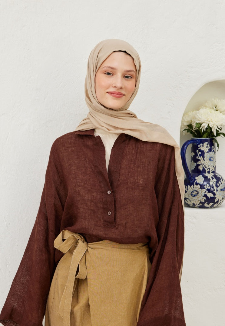 Fresh Scarf Rami Viscose Shawl Beige