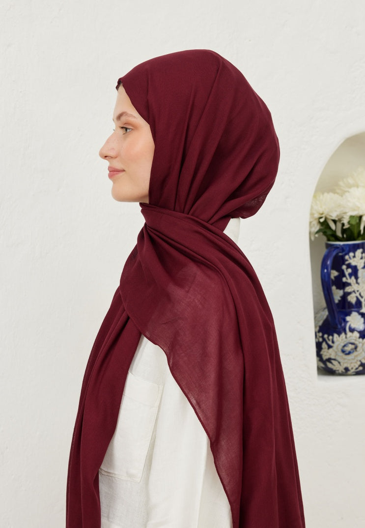 Fresh Scarf Rami Viscose Shawl Dark Claret Red