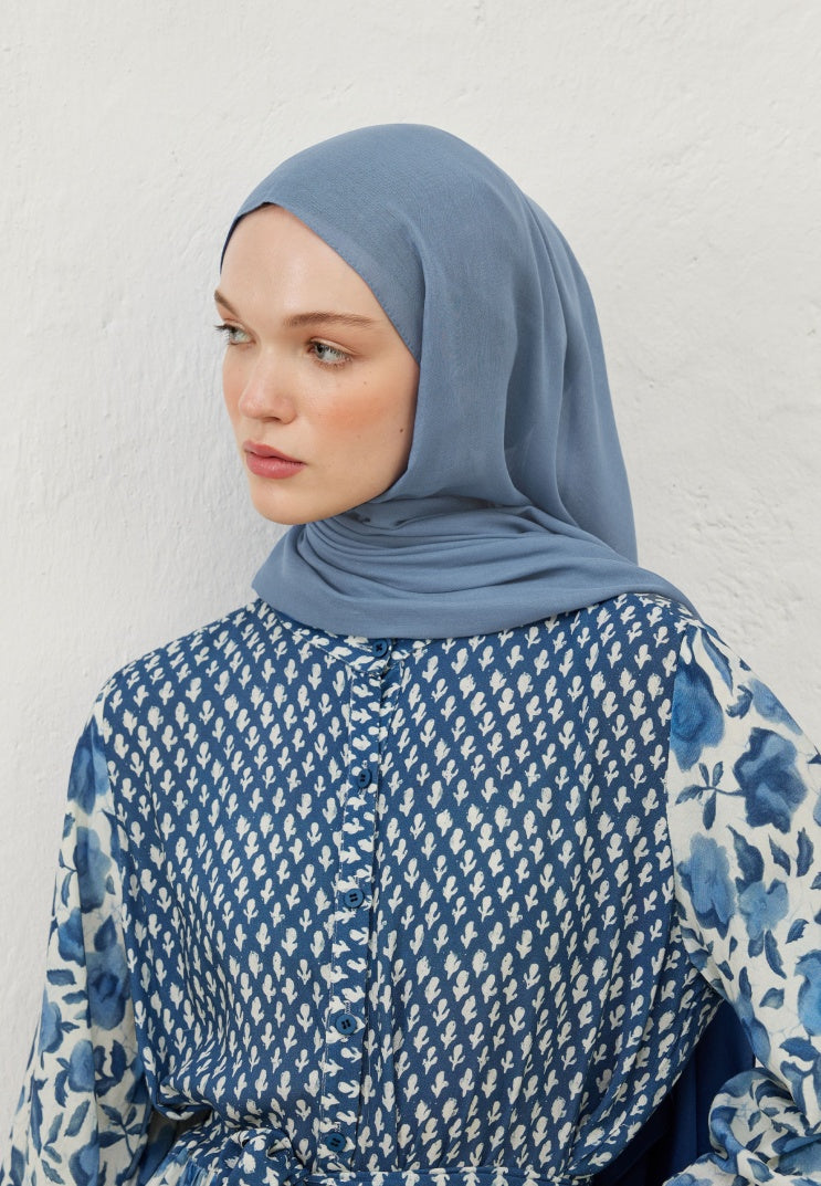 Fresh Scarf Rami Viscose Shawl Denim Blue