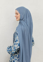 Fresh Scarf Rami Viscose Shawl Denim Blue
