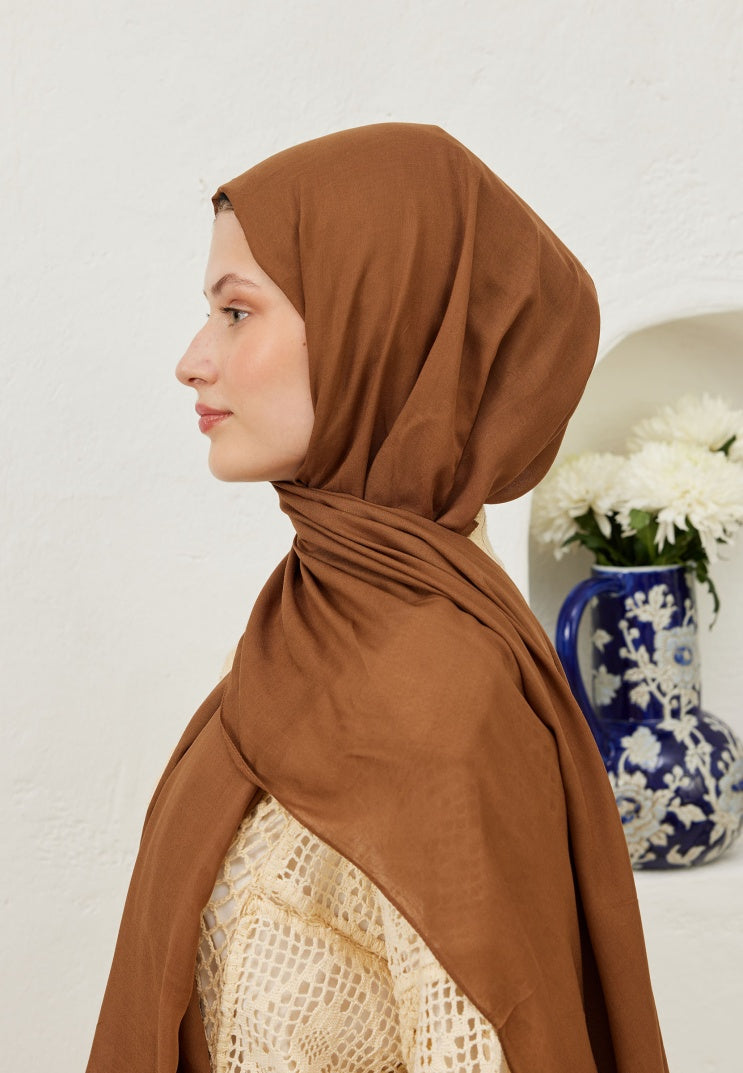 Fresh Scarf Rami Viscose Shawl Hazelnut Shell
