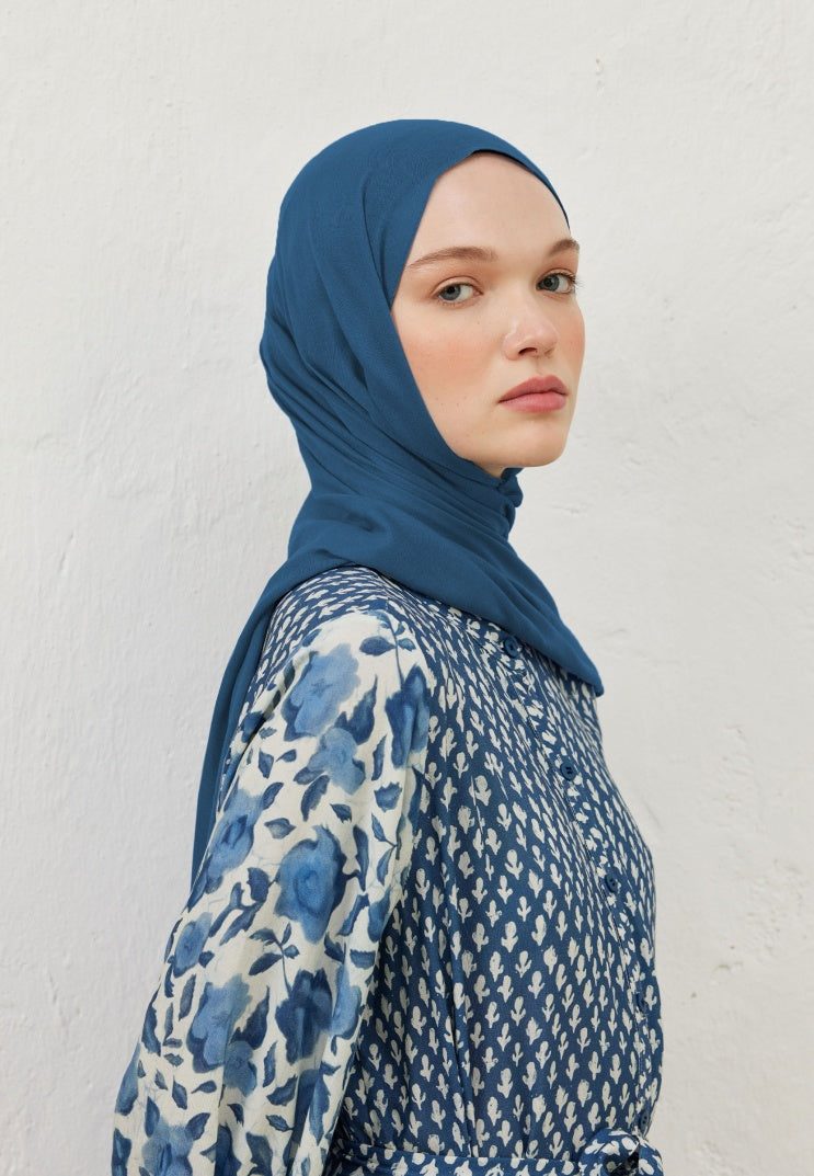 Fresh Scarf Rami Viscose Shawl Dark Blue