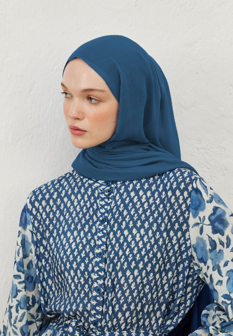 Fresh Scarf Rami Viscose Shawl Dark Blue
