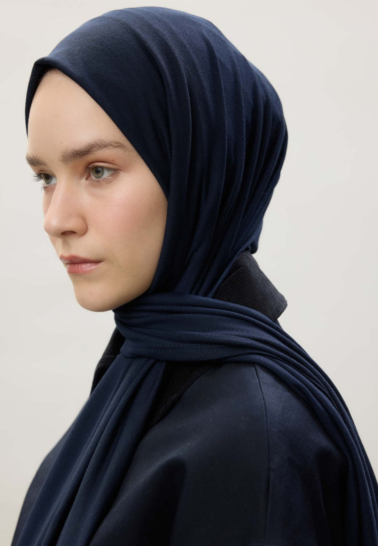 Fresh Scarf Jersey Shawl Navy Blue