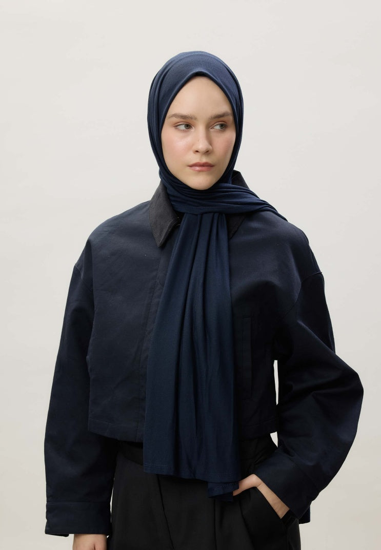 Fresh Scarf Jersey Shawl Navy Blue