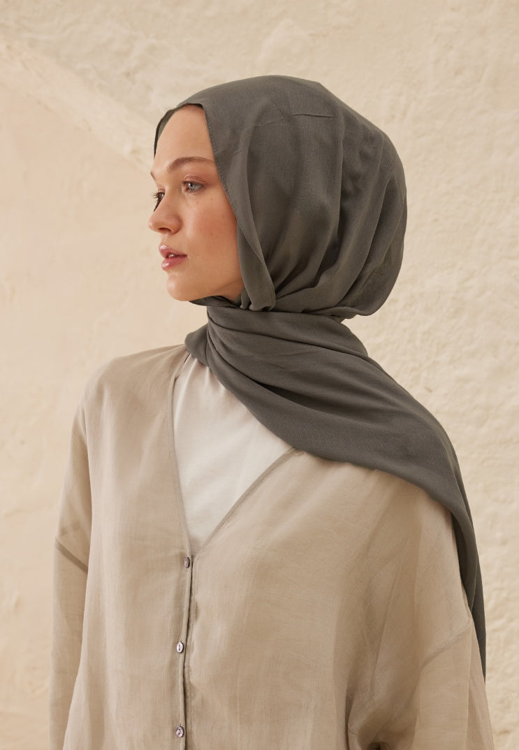 Fresh Scarf Rami Viscose Shawl Metallic Gray