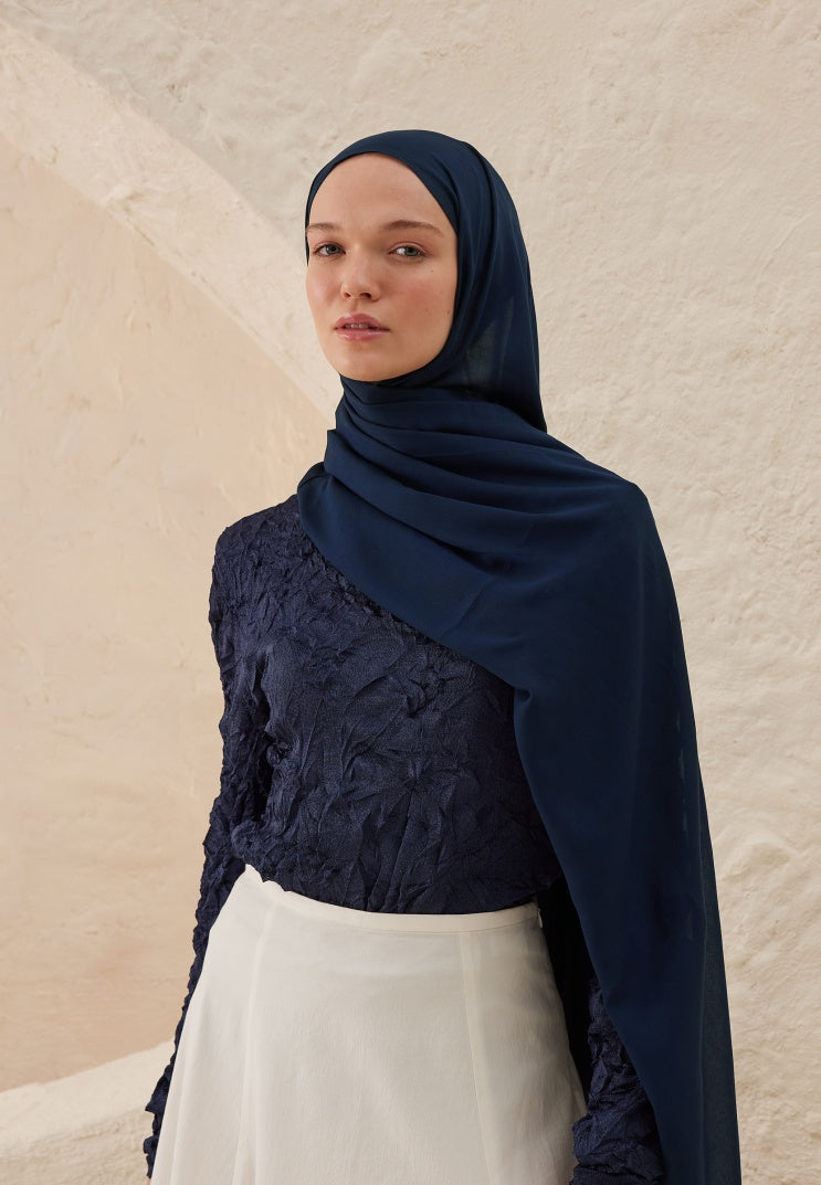 Fresh Scarf Rami Viscose Shawl Night Blue