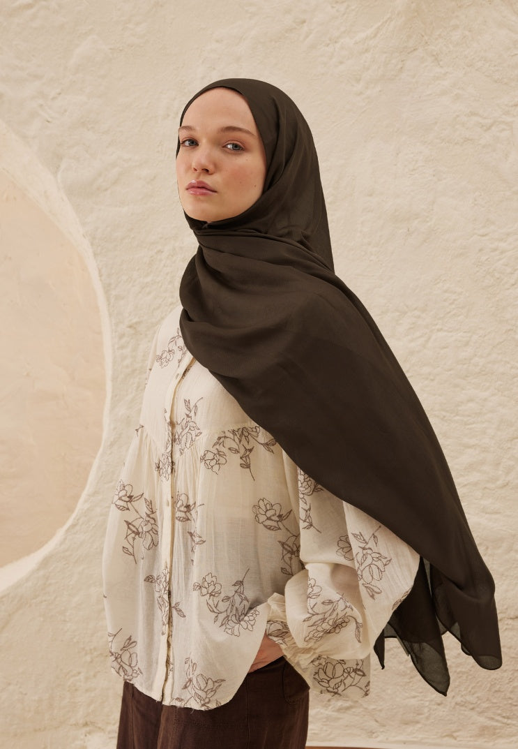 Fresh Scarf Rami Viscose Shawl Bitter Coffe