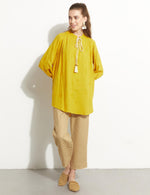 KA Rope Dtld Cotton Tunic Mustard