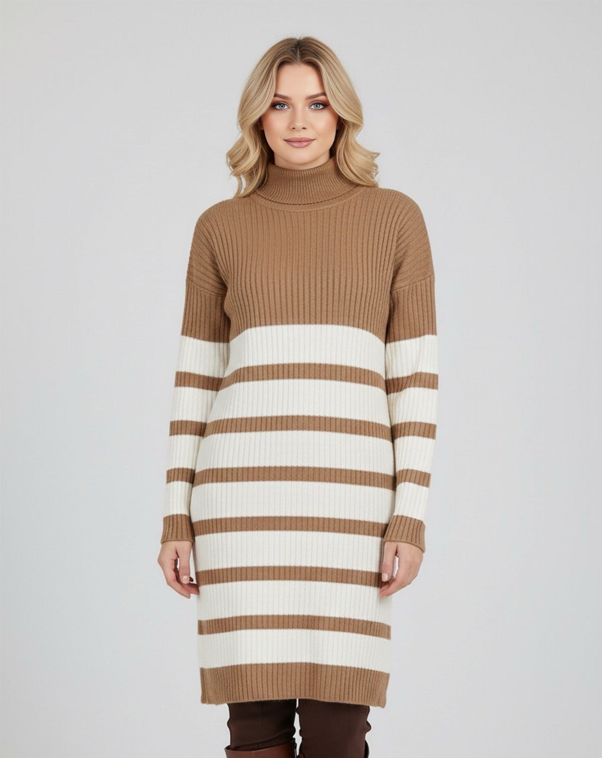SFG Striped Knitted Tunic Beige